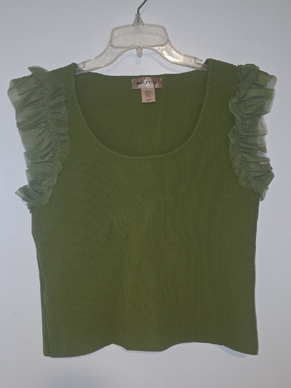 Bailey 44 Olive Green Ruffle Sleeve Tank Top